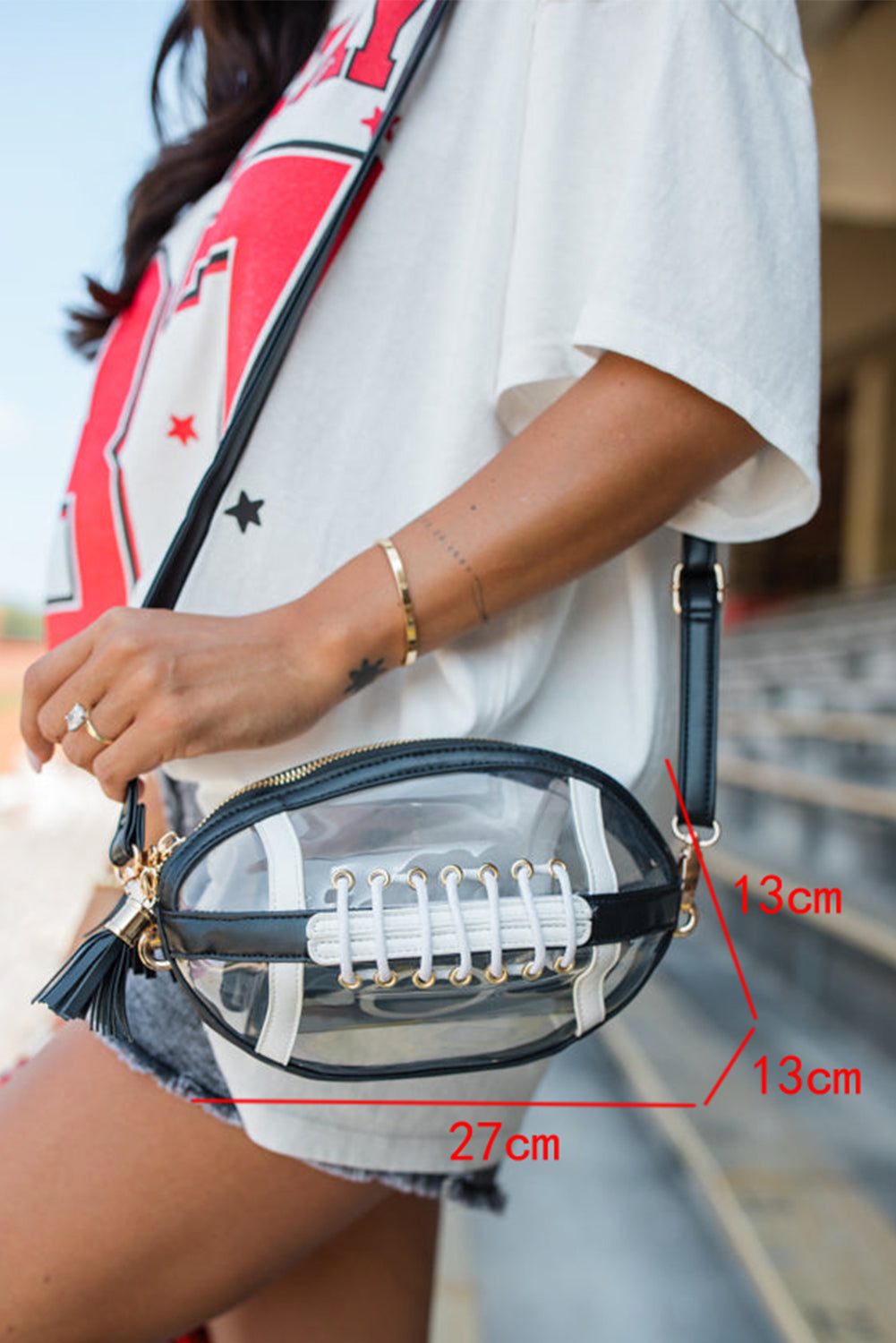 Rugby PVC Clear Shoulder Bag