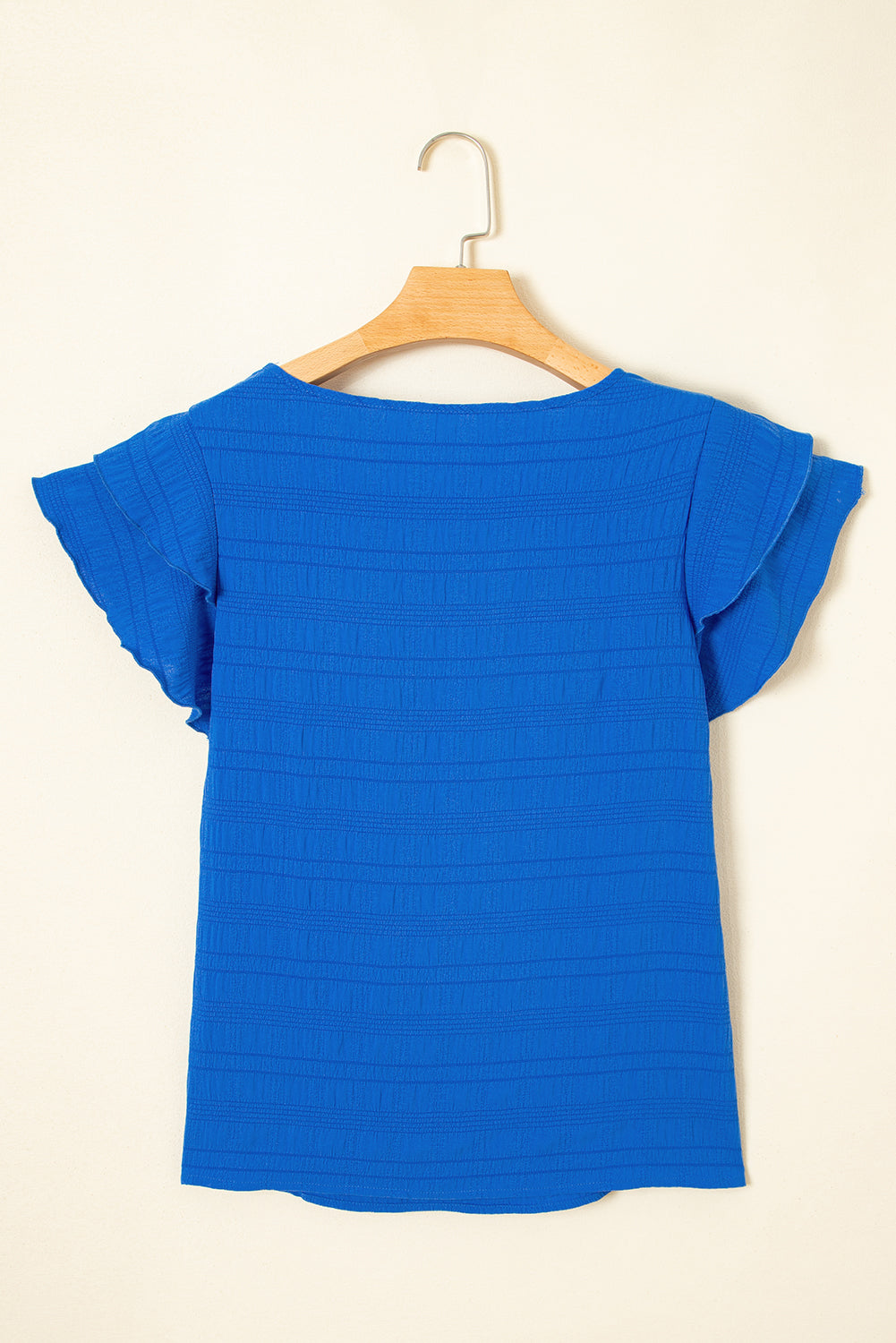 Dark Blue Ruffled Sleeve Top