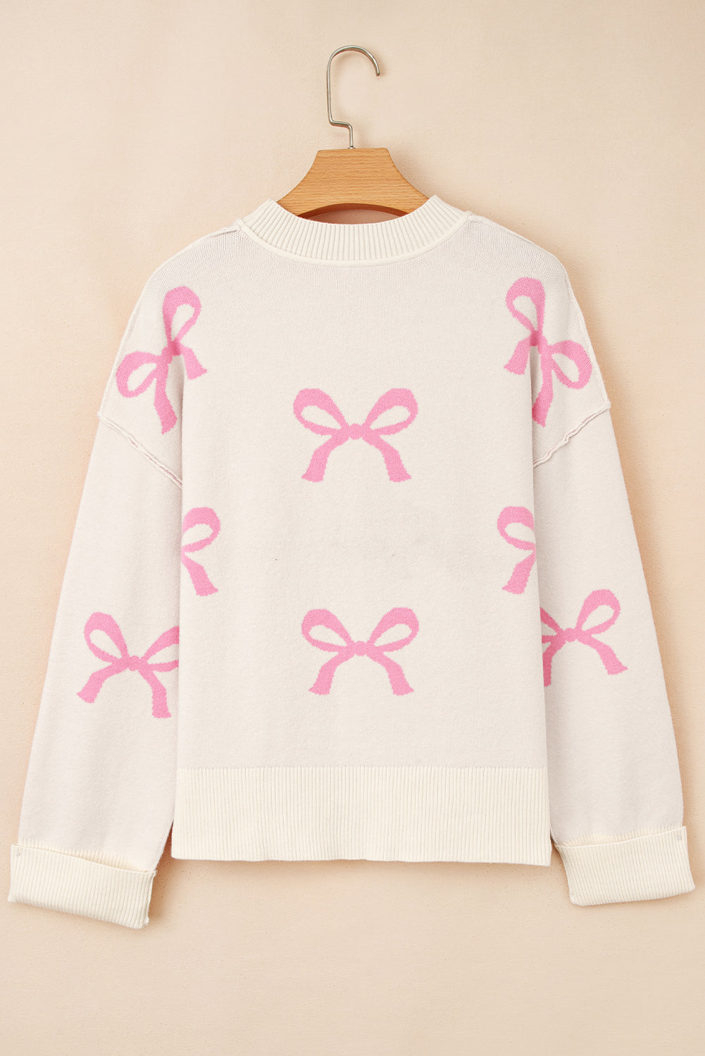Pink Bow Print Sweater