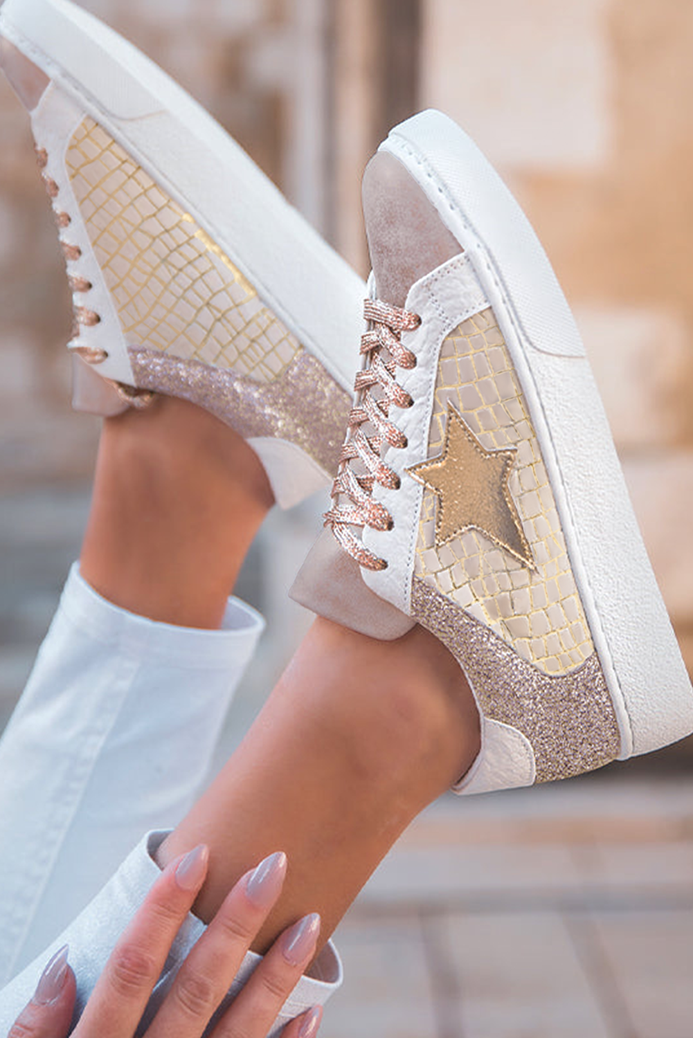 Glitter Star Patchwork Sneakers