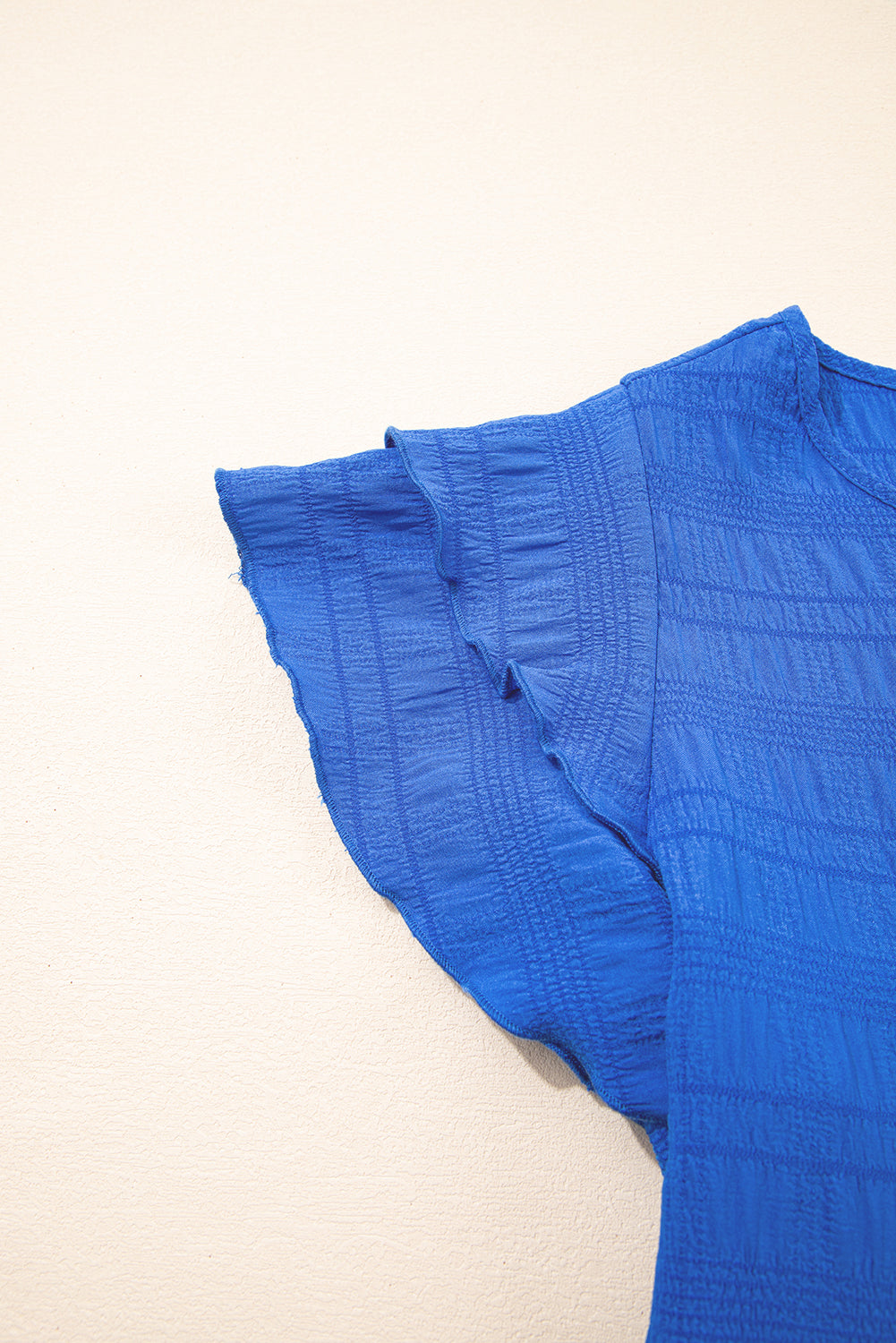 Dark Blue Ruffled Sleeve Top