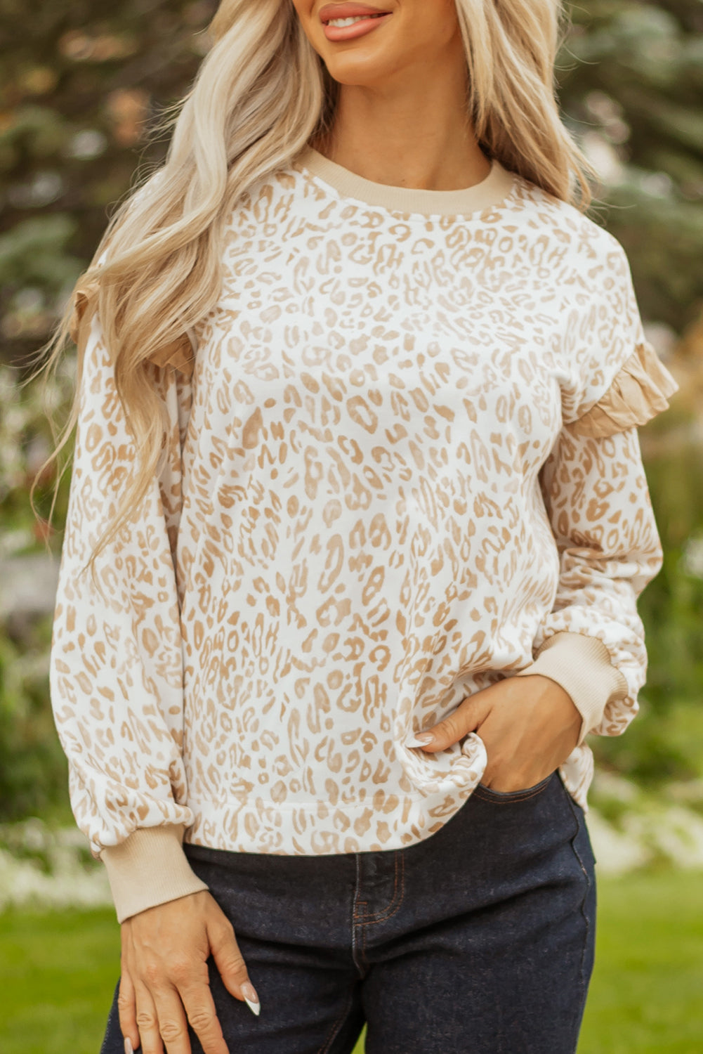 Leopard Ruffle Sweatshirt