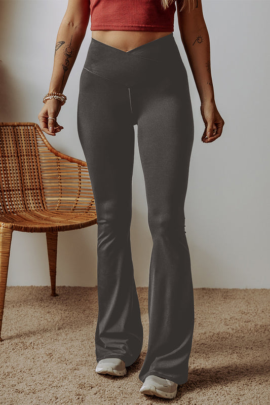 Dark Grey V-Waist Flares