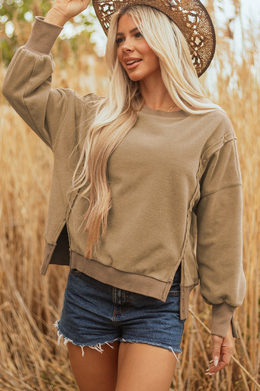 Dark Khaki Sherpa Pullover