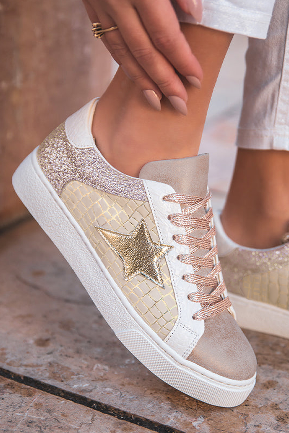 Glitter Star Patchwork Sneakers