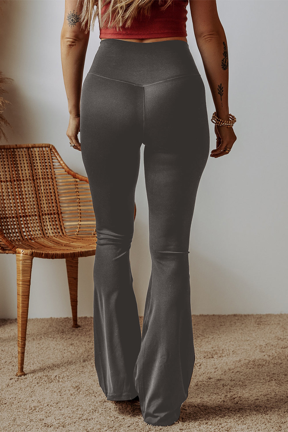 Dark Grey V-Waist Flares