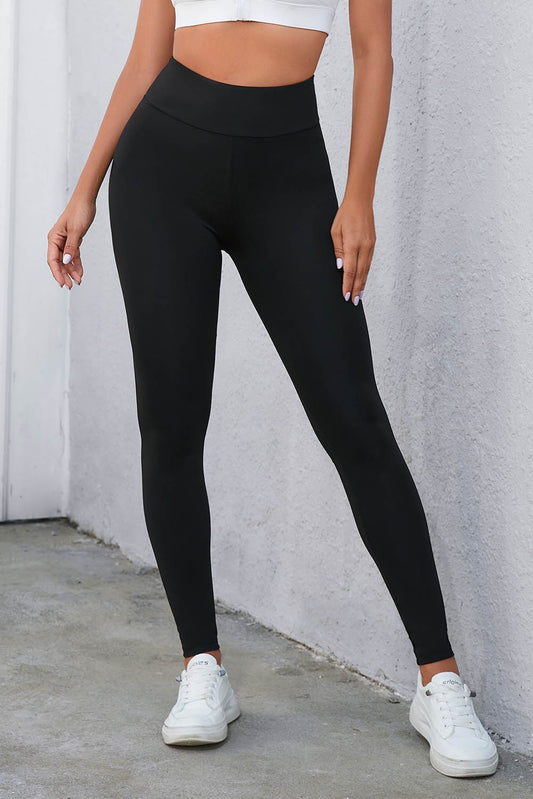 Black Cross Tummy Waist Leggings
