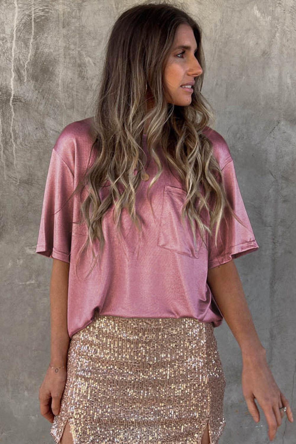Pink Pocket Loose Tee