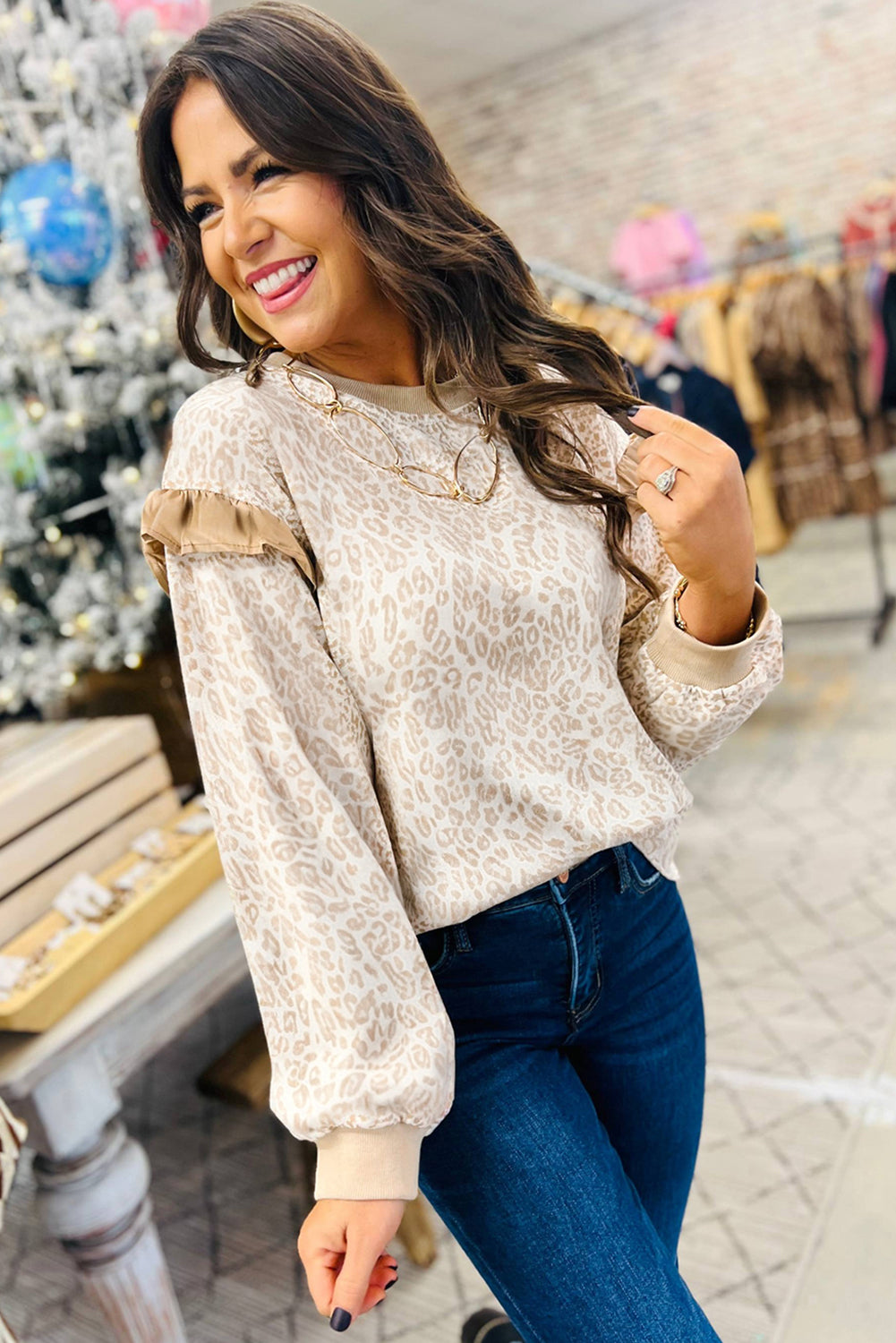 Leopard Ruffle Sweatshirt
