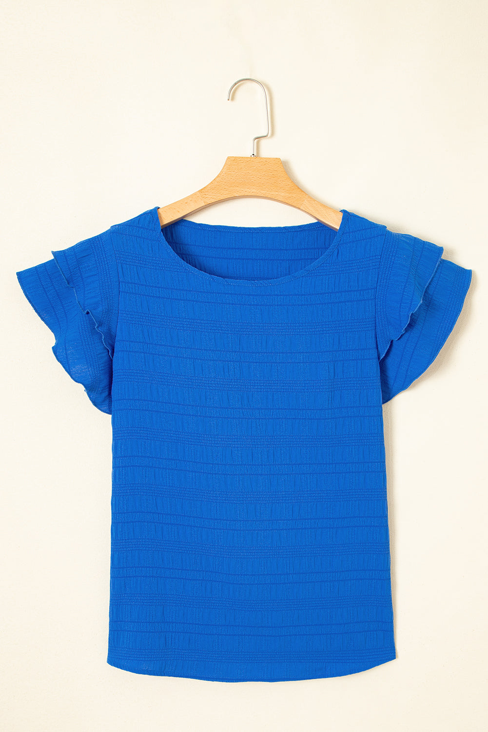 Dark Blue Ruffled Sleeve Top