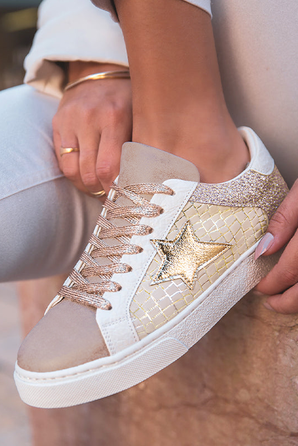Glitter Star Patchwork Sneakers