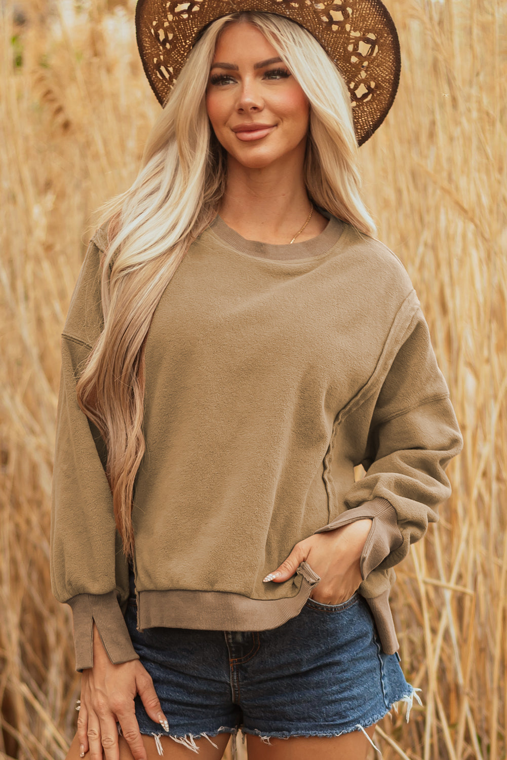 Dark Khaki Sherpa Pullover